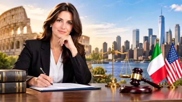 American heirs reviewing Italian estate documents with an Italian lawyer in the USA